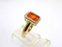 FINE 14KT Emerald CUT Orange Quartz & DIAMOND RING