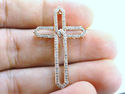UNIQUE .54 CT ROSE GOLD DIAMOND CROSS PENDANT SOLI