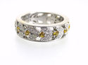 Fancy Yellow White Diamond .94 CT Eternity Wedding