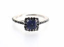 1 CT Princess Tanzanite and Black Diamond Lady's R