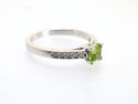 FINE PRINCESS CUT PERIDOT & DIAMOND LADY"S W GOLD 