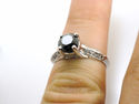 STUNNING 1.75 CT BLACK DIAMOND ENGAGEMENT RING 14K