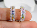 18K FINE MULTI GEMS & DIAMOND WHITE GOLD EARING 2.