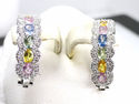 18K FINE MULTI GEMS & DIAMOND WHITE GOLD EARING 2.