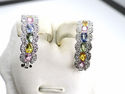 18K FINE MULTI GEMS & DIAMOND WHITE GOLD EARING 2.