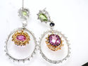 Stunning 18k diamond Multi colored chandelier earr