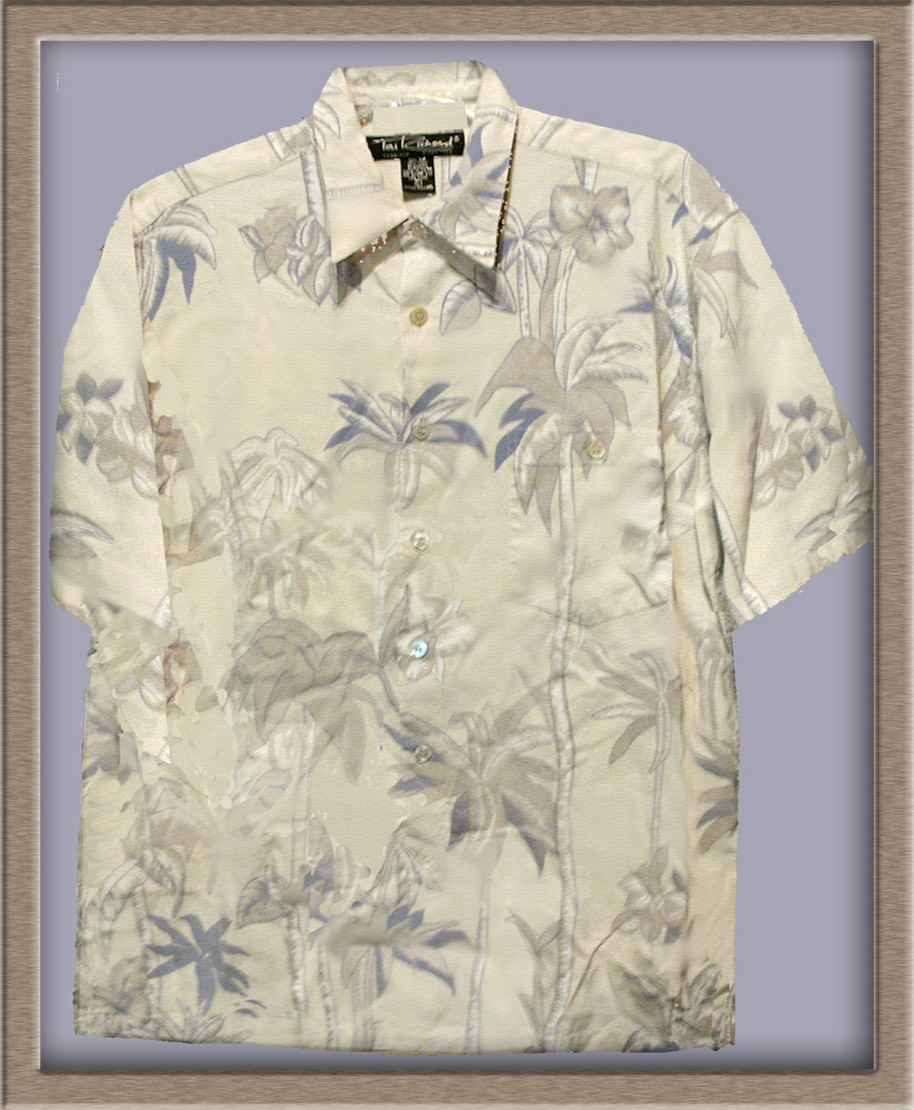 : TORI RICHARD VINTAGE ALOHA SHIRT sz L, silk/linen cream