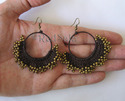 Handmade Craft Thai Earrings Brass Beads Hoop Wax 