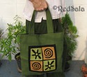 Cotton Hippie Boho Green Handbag Spirals Flowers 1