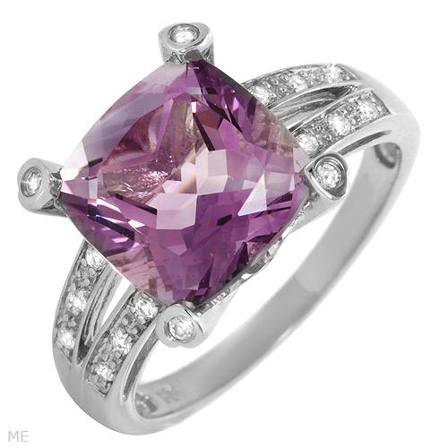 Bright Treasures : Ring - Amethyst 4.00ctw white topazes silver size 7