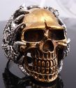 925 STERLING SILVER GOLD PLATED SKULL ZIRCON BIKER