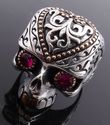 925 STERLING SILVER GOLD PLATED SKULL RED ZIRCON G