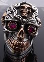 925 STERLING SILVER GOLD PLATED SKULL JAW GEMEYE B