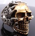 925 STERLING SILVER GOLD PLATED SKULL ZIRCON BIKER