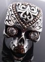 925 STERLING SILVER GOLD PLATED SKULL JAW ZIRCON G