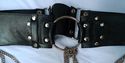 MONEY BELT TRAVEL POUCH BLACK CHAIN AND LEATHER CH