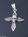 925 STERLING SILVER SKULL WING GOTHIC CROSS CHOPPE