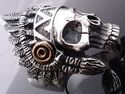 925 STERLING SILVER GOLD PLATED SKULL FEATHER BIKE