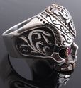 925 STERLING SILVER GOLD PLATED SKULL RED ZIRCON G