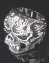 925 STERLING DEMON SABER TOOTH SKULL RING US SZ 12