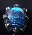 925 SILVER SKULL CLAW BLUE GLASS BIKER RING SZ 11.