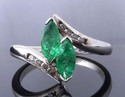 0.85 cts Green Emerald Silver Gemstone ring US sz 