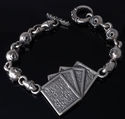 TRIBAL BIKER SKULL CARD DECK 925 SILVER BRACELET 9