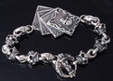 TRIBAL BIKER SKULL CARD DECK 925 SILVER BRACELET 9