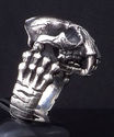 925 SILVER MONSTER SKULL SABER JAW BIKER RING SZ 