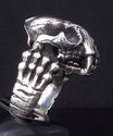 925 SILVER MONSTER SKULL SABER JAW BIKER RING SZ 1