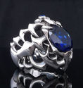 925 SILVER TRIBAL GEMSTONE CRUSADER BIKER RING SZ 