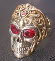 Sterling Silver Biker Skull Gemstone Ring  US sz 1