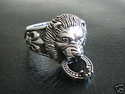 Sterling Silver Lion Head Biker Fleur Ring US sz 1