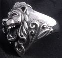 925 STERLING SILVER LION GEM EYE BIKER RING US sz 