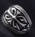 Sterling Silver Tribal Cross Rock Biker Ring US sz