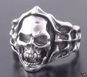 Sterling Silver Skull Bone Flame Biker Ring US sz 