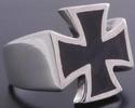 Silver Maltese Cross Biker Chopper Knight Ring sz 