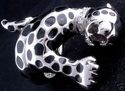 925 Silver Leopard Enamel Print Ladies Ring US sz 