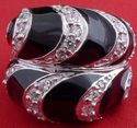 925 Silver Black Enamel Ladies Ring US sz 7.5
