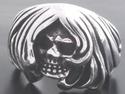 Sterling Silver Ghost Skull Biker Chopper Ring sz 