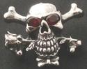 Sterling Silver massive Biker Skull Bone Rose Pend