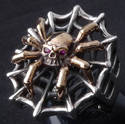 925 SILVER SPIDER WEB GEM EYE BIKER KING RING SZ U