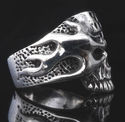 925 SILVER MAGICAL SKULL FLAME DICE BIKER RING sz 