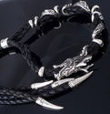 CUSTOM 925 STERLING SILVER AND LEATHER CLAW DRAGON
