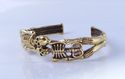 GOLD COLOR BRASS SKELETON SKULL BIKER CUFF BANGLE 