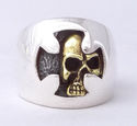 HIDDEN SKULL MALTESE CROSS BIKER 925 STERLING SILV