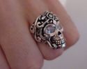 925 STERLING SILVER TATTOO SKULL GEMSTONE OUTLAW C