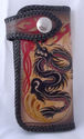 BIFOLD CARVED DRAGON  FLOWER CALF LEATHER WALLET