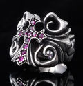 925 STERLING SILVER TRIBAL GOTHIC CROSS GEM RING U