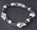 	 925 STERLING SILVER SKULL BEADS LEATHER TRIBAL B